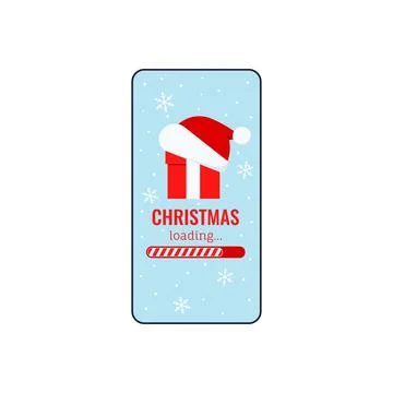 Christmas countdown bar with gift and Santa Claus hat on phone screen. Stock Illustration