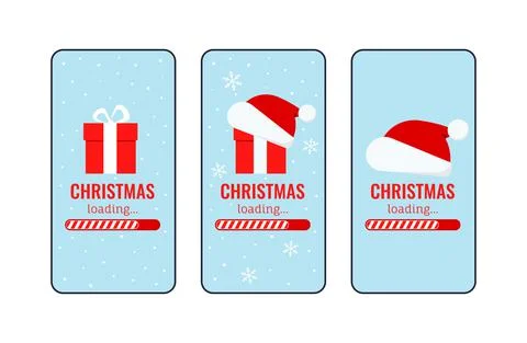 Christmas countdown bar on phone screen set vector illustration. Stock Illustration