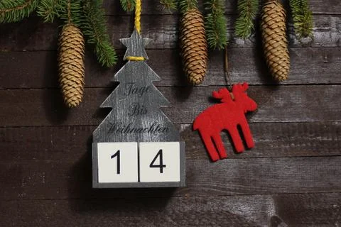 The christmas countdown with the text days until christmas Stock Photos
