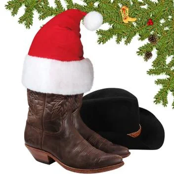 Christmas cowboy objects isolated on white Stock Photos