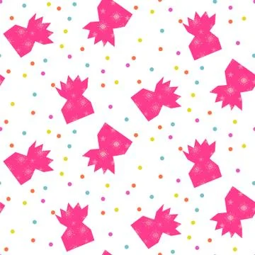 Christmas cracker seamless pattern candy with confetti. Ripped gift candy Stock Illustration