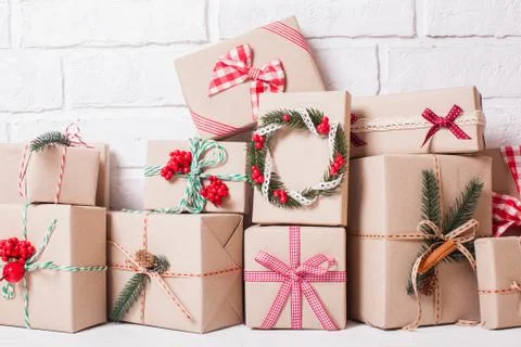 Christmas craft boxes Stock Photos