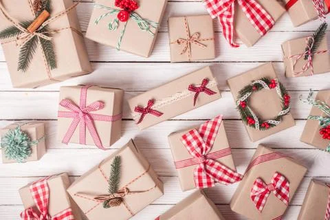 Christmas craft boxes Stock Photos