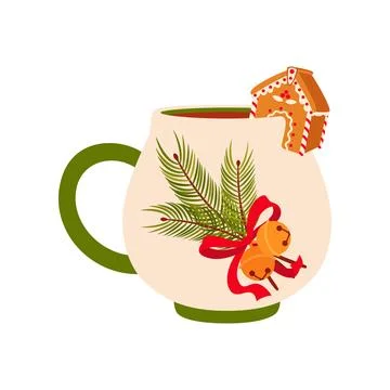 Christmas cup of mulled wine with ginger cookies Illustrazione stock