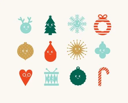 Christmas cute cartoon elements set light イラスト素材