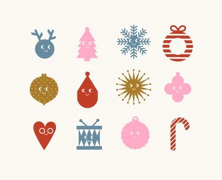 Christmas cute cartoon elements set イラスト素材
