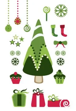 Christmas cute elements set Stock Illustration