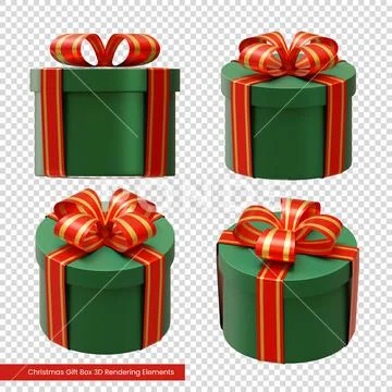 Christmas Cylinder Gift Package 3D Rendering Elements PSD-Vorlage