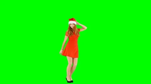 Christmas Dancer on Green Screen Stock Footage 99426876