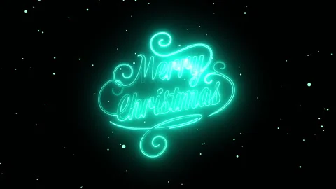 Christmas day with neon text effect in black background. Seamless looping 4k vid Stock Footage 291688479
