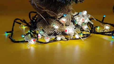 Christmas decor on a bright yellow background Stock Footage 322675932