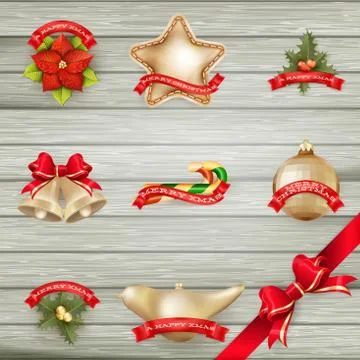Christmas decor Objects collection. EPS 10 Stock Illustration