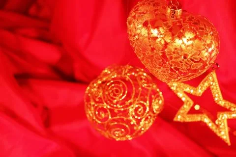 Christmas decor on red Stock Photos