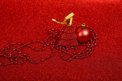 Christmas decor on red Stock Photos