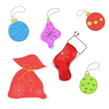 Christmas Decor Set. Stock Illustration