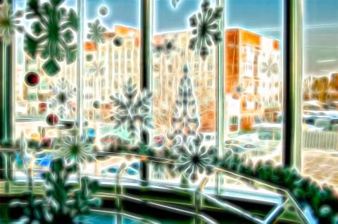 Christmas decor shiny scetch emulation Stock Illustration