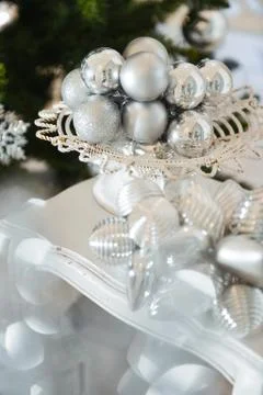 Christmas decor for table setting, or wedding decor, studio with a Christmas Stock Photos