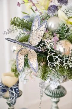 Christmas decor for table setting, or wedding decor, studio with a Christmas Stock Photos