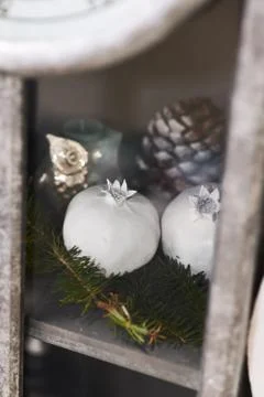 Christmas decor for table setting, or wedding decor, studio with a Christmas Stock Photos