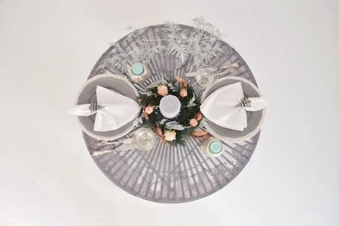 Christmas decor for table setting, or wedding decor, studio with a Christmas Foto stock