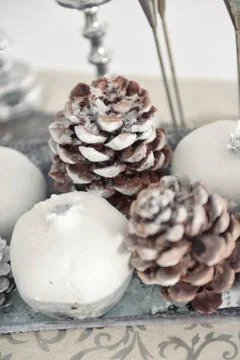 Christmas decor for table setting, or wedding decor, studio with a Christmas Stock Photos