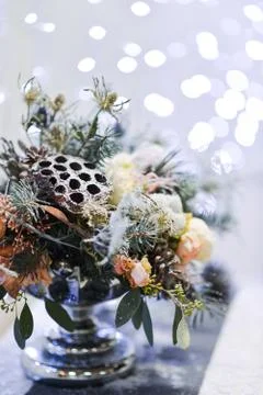 Christmas decor for table setting, or wedding decor, studio with a Christmas Stock Photos