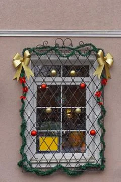 Christmas decor window Stock Photos