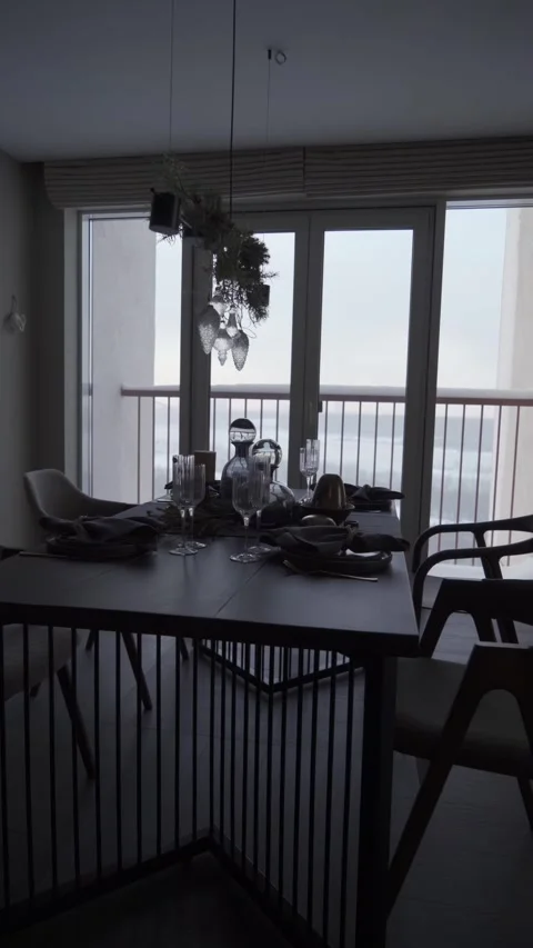 Christmas decorated minimalist table at home. Vídeo Stock 322632053