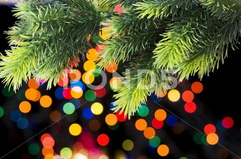 Christmas decoration and blurred lights at background Stock Photos
