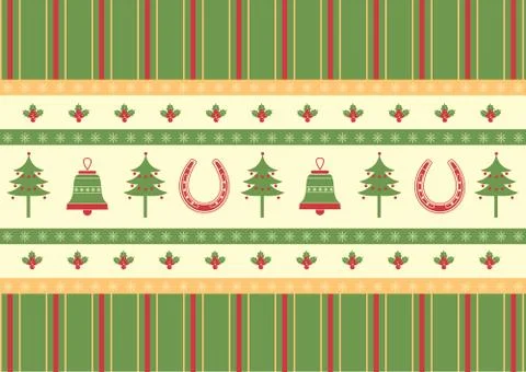 Christmas decoration background.vector green red card for design Stock Illustration