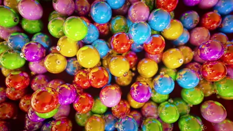 Christmas decoration balls falling down animation in 4K Vídeos de archivo 143560480