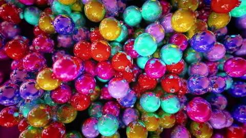 Christmas decoration balls falling down animation in 4K Stock Footage 143562985