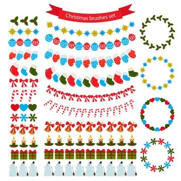 Christmas decoration brushes set. Vector illustration for Christmas and New.. Stock Illustration