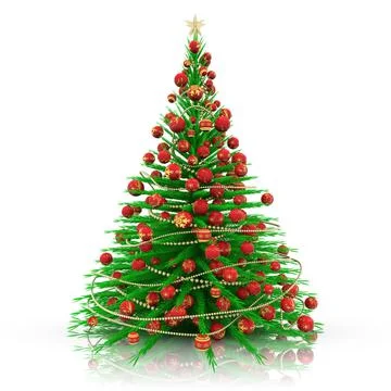 Christmas decoration. Christmas tree - 3D illustration. 스톡 일러스트