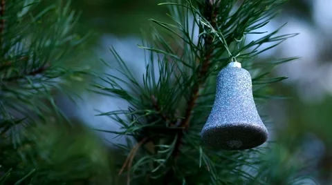Christmas decoration on coniferous trees Stock Footage 43035853