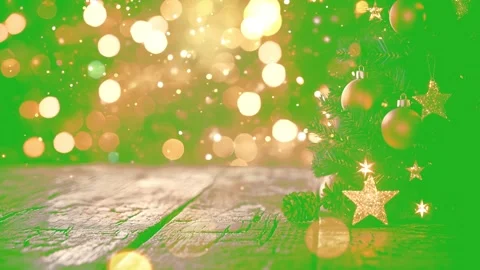Christmas decoration effect on green screen with stars and bokeh lights Stock Footage 313798614