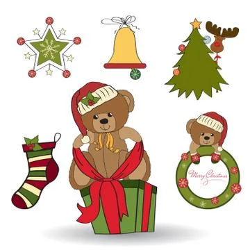 Christmas decoration elements set Illustrazione stock