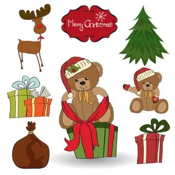 Christmas decoration elements set Illustrazione stock
