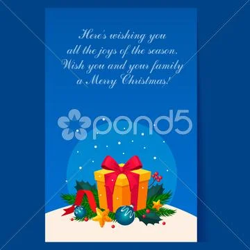 Christmas Decoration with Fir and Gift. Holiday Vector Stock Illustration