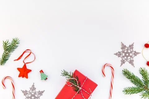 Christmas decoration pattern on white background Stock Photos