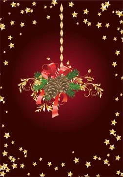 Christmas decoration with pine cones, Stock Illustration