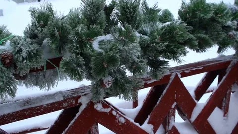 Christmas decoration at the railing Stock Footage 71646951