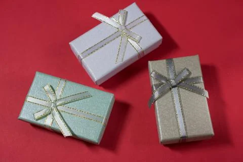 Christmas decoration on red background Stock Photos
