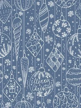 Christmas decoration on seamless pattern. Vector illustration, doodle Stock Illustration