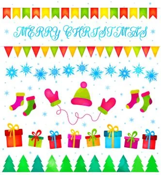 Christmas decoration set vector backround Stock Illustration