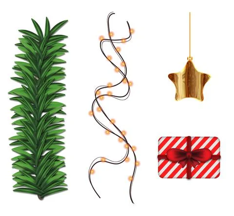 Christmas decoration set vector design Illustrazione stock