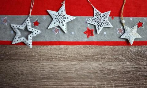 Christmas decoration in the shape star with tablecloth. Stock Photos