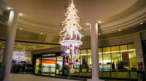 Christmas Decoration at Shopping Mall Stock Photos