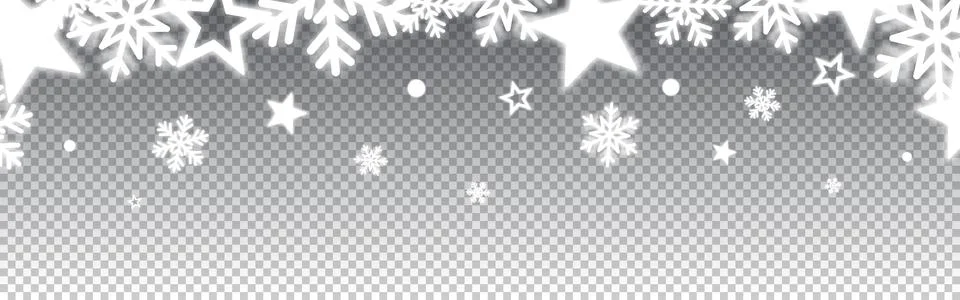 Christmas decoration. Silver glowing elements. White stars and snowflakes on Stock-Illustration
