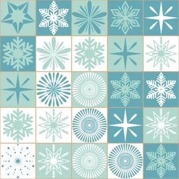 Christmas decoration snowflake crystal patchwork square seamless pattern ba.. Stock Illustration
